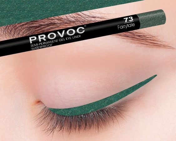 Provoc Gel Eye Liner 73 Fairytale Гелевая подводка в карандаше для глаз шиммер, цвет морской волны (светлый)
