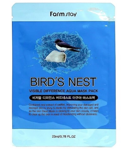 Тканевая маска Farm Stay Visible Diference Bird`s Nest Aqua Mask Pack с экстрактом ласточкиного гнезда