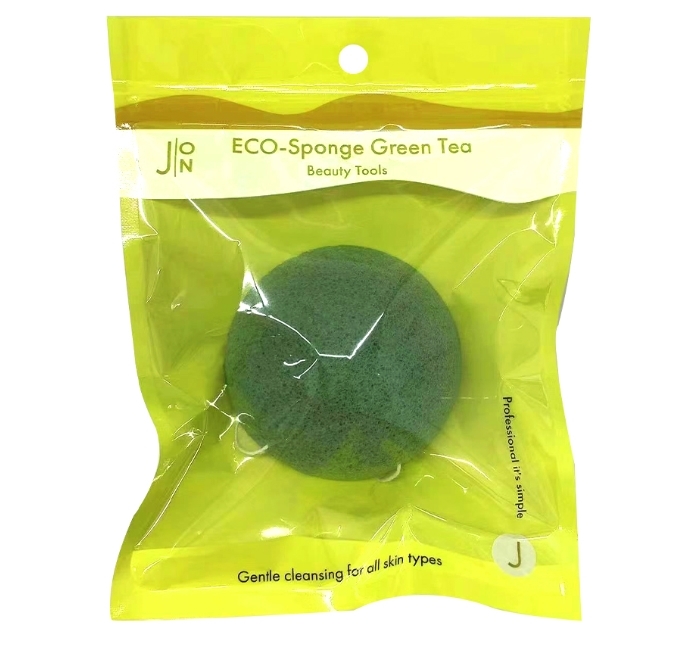 Спонж конняку ЗЕЛЕНЫЙ ЧАЙ J:ON ECO-Sponge Green Tea